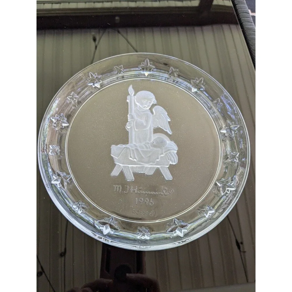 MJ Hummel Vtg Goebel Christmas Nativity Glass Plate 1996 Made In Germany Angel